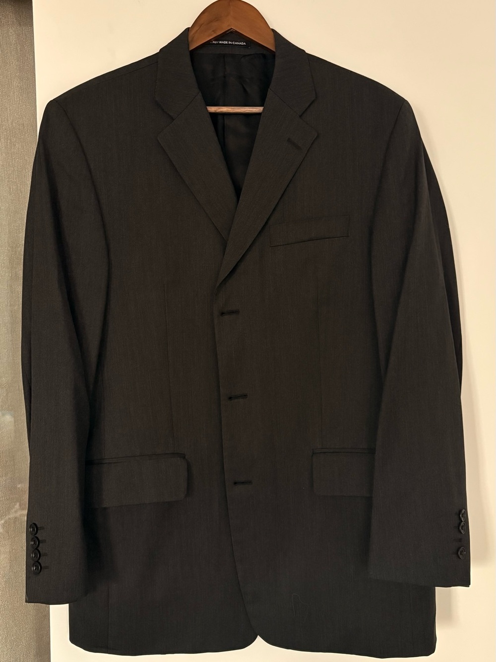 Men's Classic Black Blazer - Made in Canada 100% Wool
